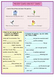 English Worksheet: PRESENT SIMPLE  and PAST SIMPLE