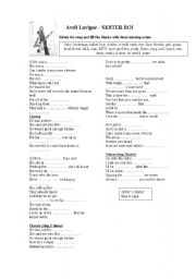 English Worksheet: Avril Lavigne - sk8ter boy