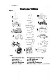 English Worksheet: transportation