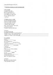 English worksheet: LOSING MY RELIGION