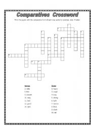 English Worksheet: Comparison Crossword (B&W)