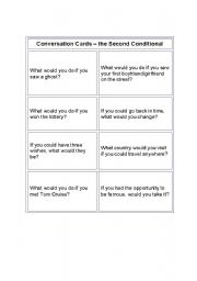 English worksheet: Conversation cards - Second Conditional