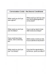 English Worksheet: Conversation cards - Second Conditional