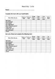 English worksheet: Healthy life