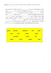 English Worksheet: Complete this text with the words in the box