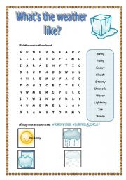 English Worksheet: About the weather (2 pages)