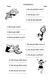 English Worksheet: have got / has got