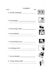 English worksheet: present cont.