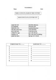 English worksheet: have to / has to - country / city