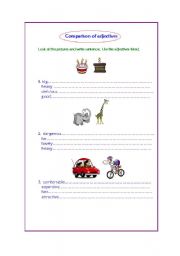 English worksheet: comparison of adjectives