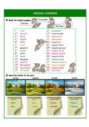 English Worksheet: Ordinal numbers