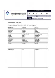 English worksheet: DICTIONARY ACTIVITY