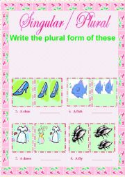 English Worksheet: Singular - plural (2/2)