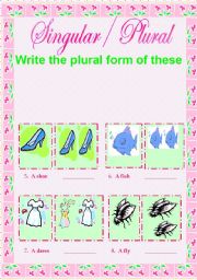 English Worksheet: Singular - plural (2/2)