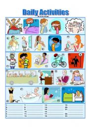 Daily Activities - Picture Dictionary - Fill in the Blanks