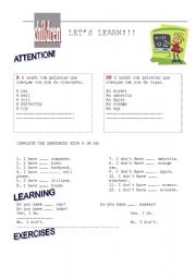 English worksheet: lets learn