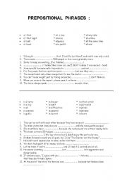 English Worksheet: Prepositional Phrases