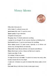 English Worksheet: Money Idioms