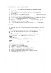 English worksheet: conditionals