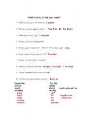 English worksheet: What did you do this past week?