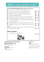 English Worksheet: Health quiz 1