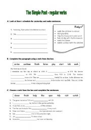 English Worksheet: The Simple Past - regular verbs