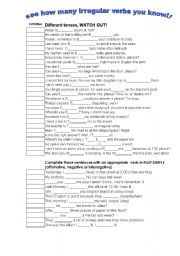 English Worksheet: irregular verbs