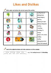 English Worksheet: Likes and dislikes