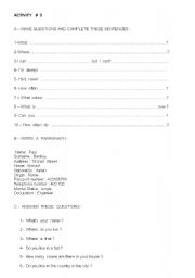 English Worksheet: Activity # 3 Frequency Adverbs-Simple Present -Questions to complete 