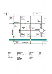 English Worksheet: City Map with Vocab