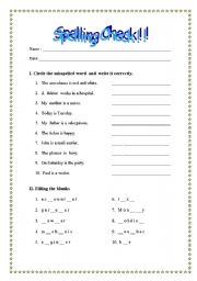 English worksheet: SPELLING CHECK