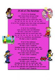 English Worksheet: If all the Raindrops (nursery rhymes)