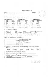 English Worksheet: MUCH AND MANY