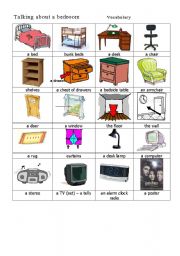 English Worksheet: In a bedroom vocabulary