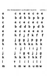 English worksheet: ESL MATCHING ALPHABET 