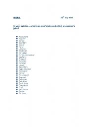 English Worksheet: WORK - Men and Women