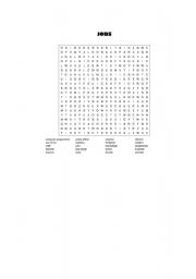 English Worksheet: Jobs Word Search