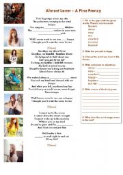 English Worksheet: Almost Lover - the latest hit of Fine Frenzy