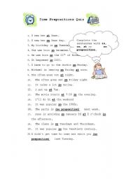 Time prepositions quiz