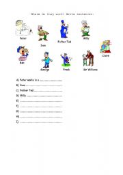 English Worksheet: Where do they work?