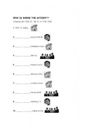 English Worksheet: She is, he is, they are