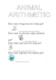 English worksheet: animal arithmetic