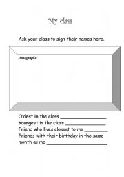 English worksheet: my class