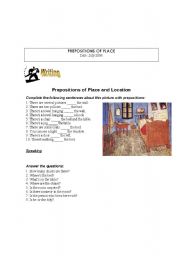 English worksheet: Prepositions of place