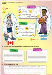 English Worksheet: Giving Personal Information, Describind and Comparing people