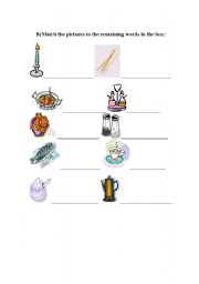 English worksheet: What objects can you find on the table? 2nd part 
