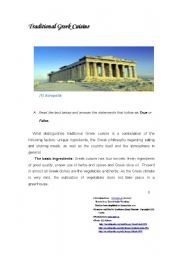 English Worksheet: Traditional Greek Cuisine