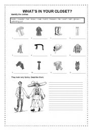 English Worksheet: WHATS IN YOUR CLOSET?