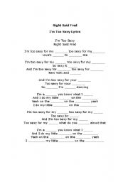 English Worksheet: Im too sexy
