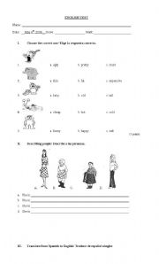 English worksheet: Adjectives